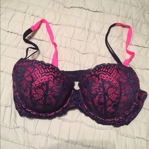 Adorable, lacy, pink and blue bra.